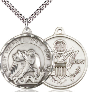 Sterling Silver Saint Michael Army Medal Catholic Jewelry