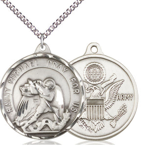 Sterling Silver Saint Michael Army Medal Catholic Jewelry