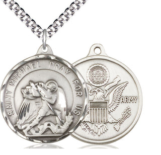 Sterling Silver Saint Michael Army Medal Catholic Jewelry