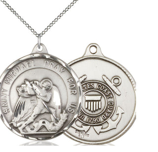 Sterling Silver Saint Michael Coast Guard Medal Catholic Jewelry