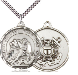 Sterling Silver Saint Michael Coast Guard Medal Catholic Jewelry