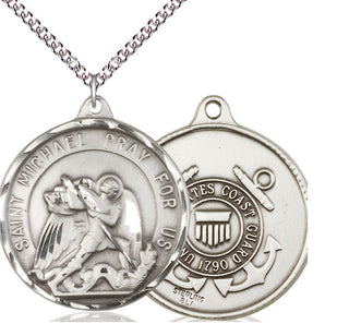 Sterling Silver Saint Michael Coast Guard Medal Catholic Jewelry