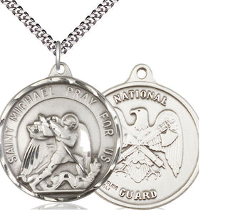 Sterling Silver Saint Michael National Guard Medal Catholic Jewelry