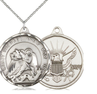 Sterling Silver Saint Michael Navy Medal Catholic Jewelry