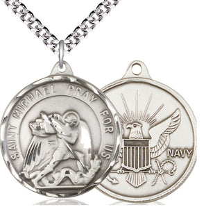 Sterling Silver Saint Michael Navy Medal Catholic Jewelry