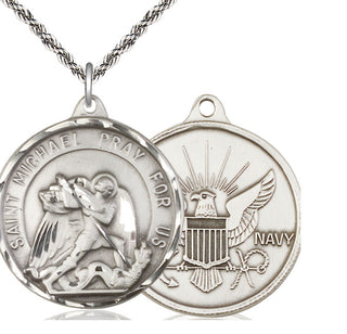 Sterling Silver Saint Michael Navy Medal Catholic Jewelry