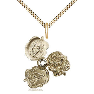 14kt Gold Filled Rosebud Medal Religious and Catholic Jewelry