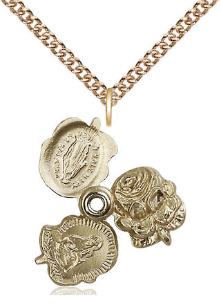 14kt Gold Filled Rosebud Medal Religious and Catholic Jewelry