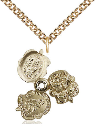 14kt Gold Filled Rosebud Medal Religious and Catholic Jewelry
