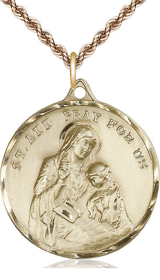 14kt Gold Filled Saint Ann Medal Catholic Jewelry Engraved Catholic Saint Jewelry