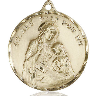 14kt Gold Saint Ann Medal Engraved Catholic Saint Jewelry