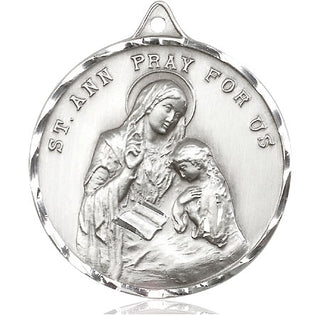 Sterling Silver Saint Ann Medal Catholic Jewelry Engraved Catholic Saint Jewelry