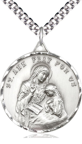 Sterling Silver Saint Ann Medal Catholic Jewelry Engraved Catholic Saint Jewelry