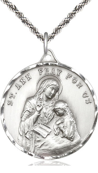 Sterling Silver Saint Ann Medal Catholic Jewelry Engraved Catholic Saint Jewelry