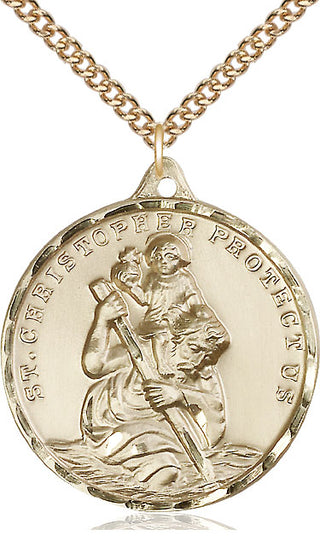 14kt Gold Filled Saint Christopher Medal Catholic Jewelry Engraved Catholic Saint Jewelry