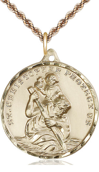 14kt Gold Filled Saint Christopher Medal Catholic Jewelry Engraved Catholic Saint Jewelry