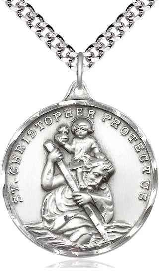 Sterling Silver Saint Christopher Medal Catholic Jewelry Engraved Catholic Saint Jewelry