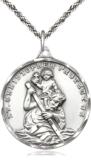 Sterling Silver Saint Christopher Medal Catholic Jewelry Engraved Catholic Saint Jewelry