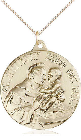 14kt Gold Filled Saint Anthony Medal Catholic Jewelry Engraved Catholic Saint Jewelry