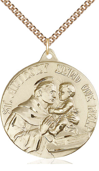 14kt Gold Filled Saint Anthony Medal Catholic Jewelry Engraved Catholic Saint Jewelry