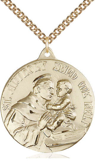 14kt Gold Filled Saint Anthony Medal Catholic Jewelry Engraved Catholic Saint Jewelry