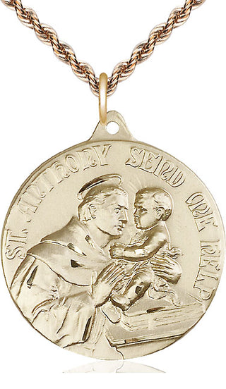 14kt Gold Filled Saint Anthony Medal Catholic Jewelry Engraved Catholic Saint Jewelry