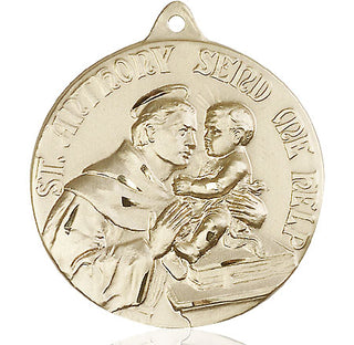 14kt Gold Saint Anthony Medal Engraved Catholic Saint Jewelry