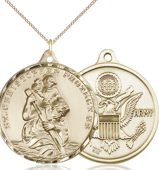 14kt Gold Filled Saint Christopher Army Medal Catholic Jewelry