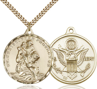 14kt Gold Filled Saint Christopher Army Medal Catholic Jewelry