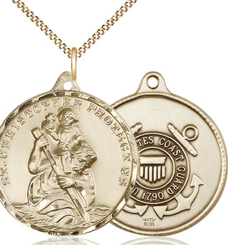 14kt Gold Filled Saint Christopher Coast Guard Medal Catholic Jewelry