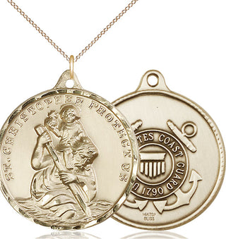 14kt Gold Filled Saint Christopher Coast Guard Medal Catholic Jewelry