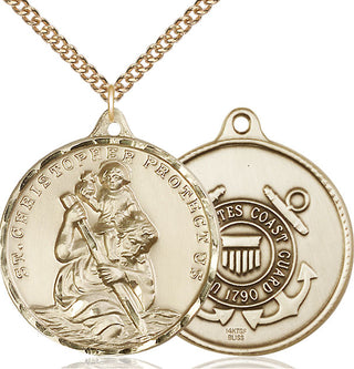 14kt Gold Filled Saint Christopher Coast Guard Medal | Large