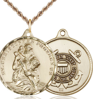 14kt Gold Filled Saint Christopher Coast Guard Medal | Large