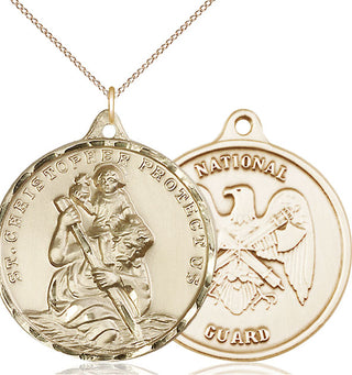 14kt Gold Filled Saint Christopher National Guard Medal Catholic Jewelry