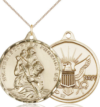 14kt Gold Filled Saint Christopher Navy Medal Catholic Jewelry