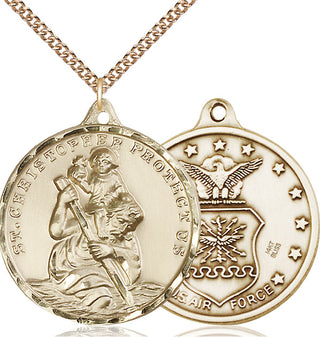 14kt Gold Saint Christopher Air Force Medal