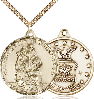 14kt Gold Saint Christopher Air Force Medal