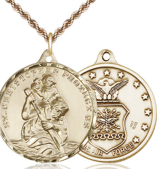 14kt Gold Saint Christopher Air Force Medal