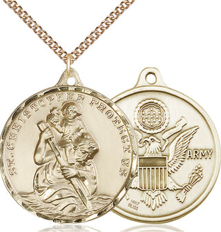 14kt Gold Saint Christopher Army Medal