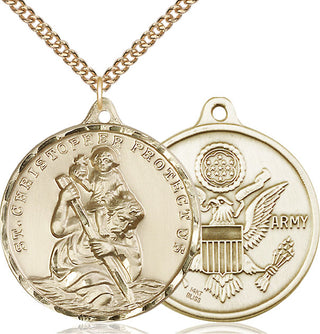 14kt Gold Saint Christopher Army Medal