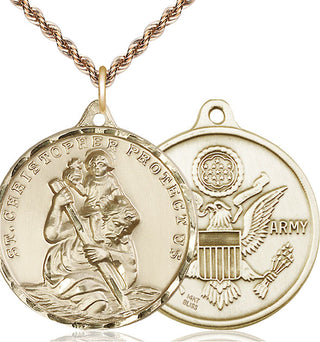 14kt Gold Saint Christopher Army Medal