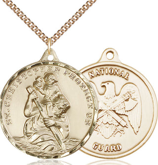 14kt Gold Saint Christopher National Guard Medal