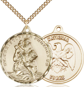 14kt Gold Saint Christopher National Guard Medal