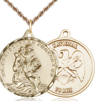 14kt Gold Saint Christopher National Guard Medal