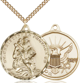14kt Gold Saint Christopher Navy Medal