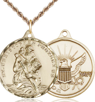14kt Gold Saint Christopher Navy Medal