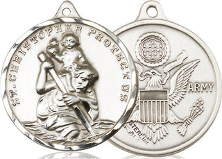Sterling Silver Saint Christopher Army Medal Catholic Jewelry