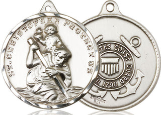Sterling Silver Saint Christopher Coast Guard Medal Catholic Jewelry