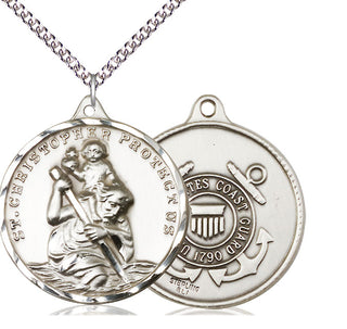 Sterling Silver Saint Christopher Coast Guard Medal Catholic Jewelry