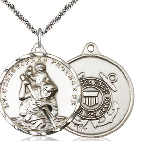Sterling Silver Saint Christopher Coast Guard Medal Catholic Jewelry